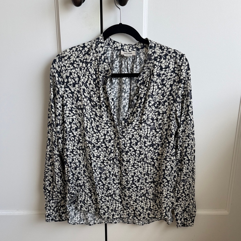 Zadig & Voltaire Navy and White Crepe Floral Tink Blouse
